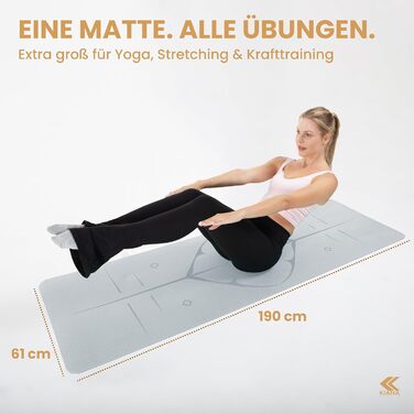 Килимок для йоги з нековзким покриттям 8 мм – сірий – для дому та студії