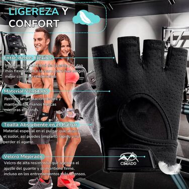 Фитнес рукавички для кросфіту, чоловічі та жіночі, дихаючі, з неслизьким покриттям та підкладкою (Чорний, L)