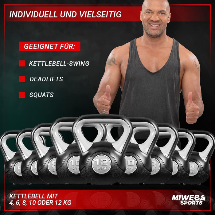 Гиря Miweba Sports KB200 8 кг для кросфіту та фітнесу, бодіфренд, для дому та вулиці