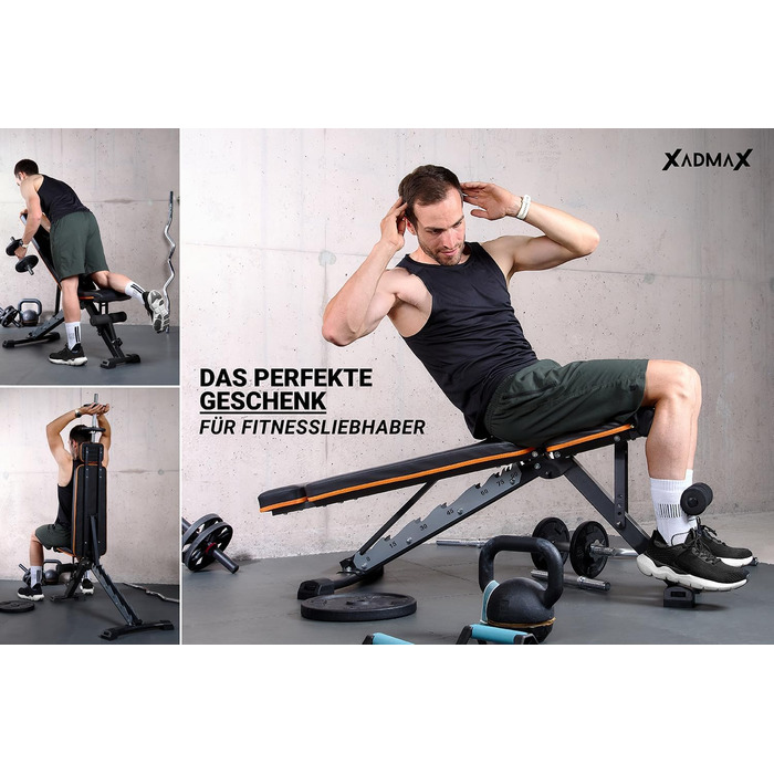 Регульована складана лава для гантелей, посилена тренажерна лава для дому, витримує до 360 кг, багатофункціональна атлетична лава для силових тренувань