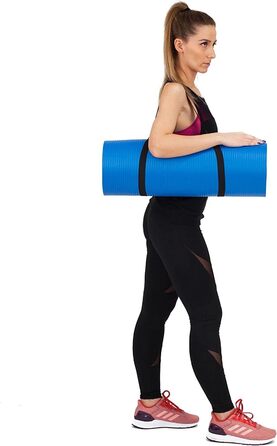 Йога мат TechFit: антиковзаюча, товста (10 мм), для фітнесу, пілатесу, кемпінгу, аеробіки (блакитна)