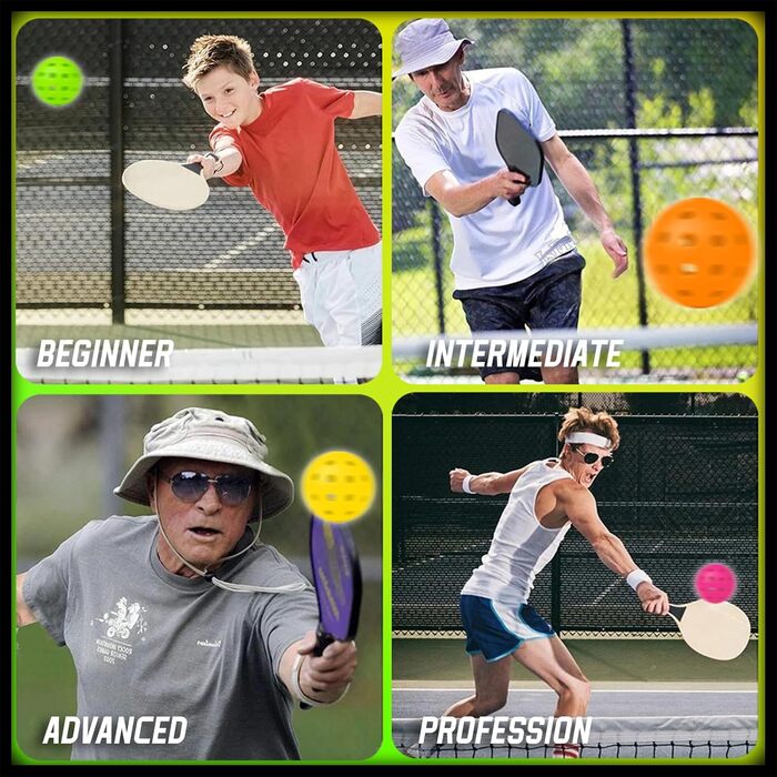 Піклбол м'ячі Outdoor, 40 отворів, 12 шт. - для спортивних ігор, висока пружність, довговічні, сумісні з усіма ракетками