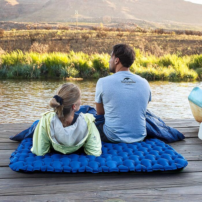 Naturehike Ultraleichte Isomatte - Надувна килимок для кемпінгу та подорожей, 6.5 см, блакитний, двошаровий