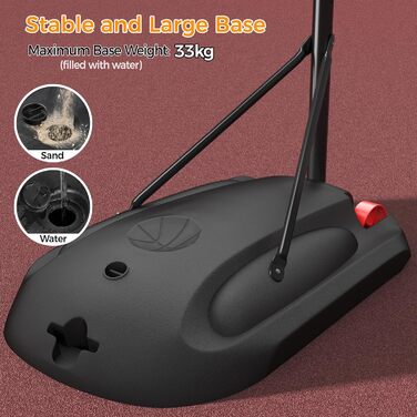 Баскетбольний кошик Yaheetech на колесах з регульованою висотою 219-279 см, чорний, нейлон. Стійка для баскетболу з навантаженням водою/піском.