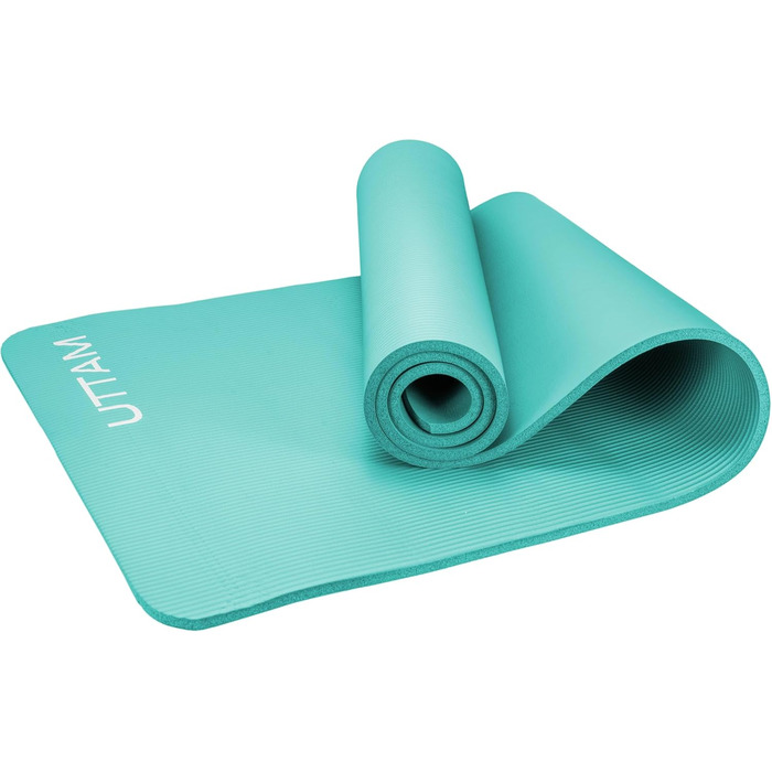 Килимок для йоги UTTAM | Товстий, багатоцільовий | Для фітнесу, стретчингу, пілатесу, дому та залу (183 x 60 см, Blaugrün)