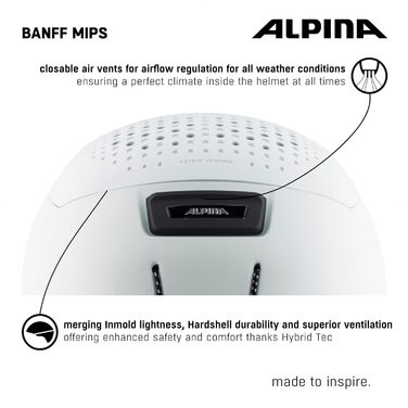 ALPINA Banff MIPS — легкий лижний та сноуборд шолом з індивідуальним налаштуванням, посилений захист від ударів, оптимальна вентиляція