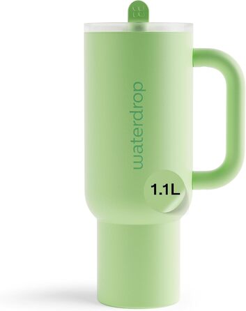 Термобутилка waterdrop® з трубочкою 1,1 л, ізольована нержавіюча сталь, не протікає, з кришкою, зберігає холод до 12 годин