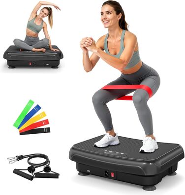 Віброплатформа HomeFitnessCode Mini для жінок - тренажер з різними рівнями інтенсивності, вібротренажер для дому, схуднення, нарощування м'язів, тренування всього тіла, чорний