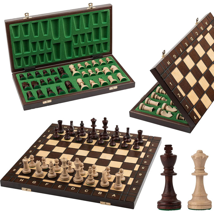 Турнірні шахи з дерева Master of Chess, шахівниця 42 см, фігури Стаунтон №4, шахівниця з випаленими та бруньованими полями, преміум якість