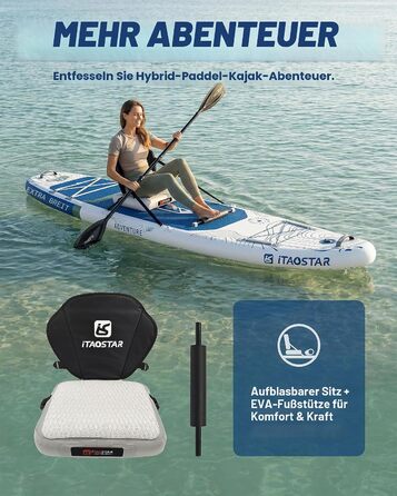 SUP-дошка iTAOSTAR Adventure 365x88/99 см, надувна, з сидінням, темно-зелена – для підлітків та дорослих