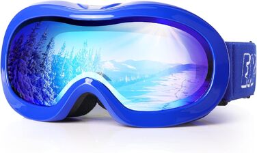 Дитяча лижна маска EXP VISION з антифогом та UV-захистом, сноубордична захисна окуляри для хлопчиків і дівчат, синя рамка/синя лінза