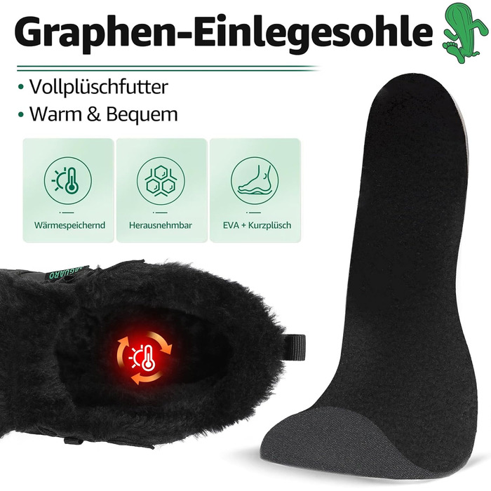 Зимові шкарпетки-тапки без шнурів SAGUARO для жінок та чоловіків, тепла підкладка, розмір EU 36-48, чорний