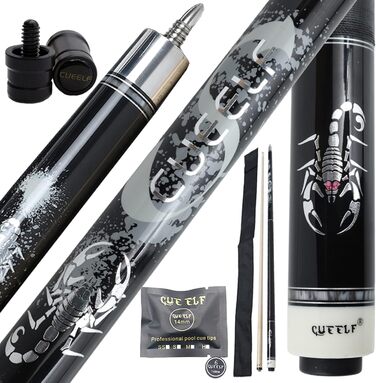 Більярдний кий Billardqueue, 147.3 см, дерево, горіх, клен, наконечник 13 мм, чорний, 20oz