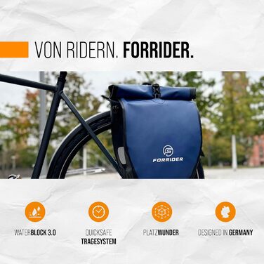 Велосипедна сумка Forrider для багажника, водонепроникна, 25 л, з плечовим ременем, універсальна, синя, для одного багажника