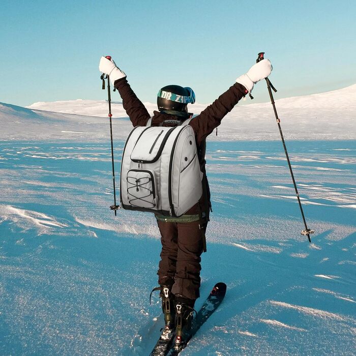 Чохол для лижних черевиків з рюкзачними лямками, рюкзак для лиж/сноуборду, сірий