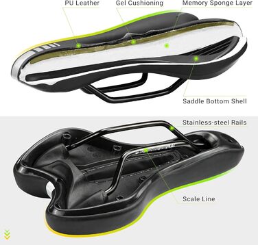 Велосипедне сідло LERWAY для MTB, шосе, BMX: чорне, зручне, з PU-шкіри, водонепроникне, з отвором, світловідбиваюче