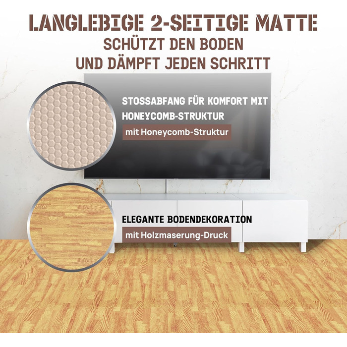 Набір модульних підлогових матів Yes4All для фітнесу та спортзалу, пазл-килим захисний (12 плиток 60x60 см, 4.5 м²), колір світлий дуб
