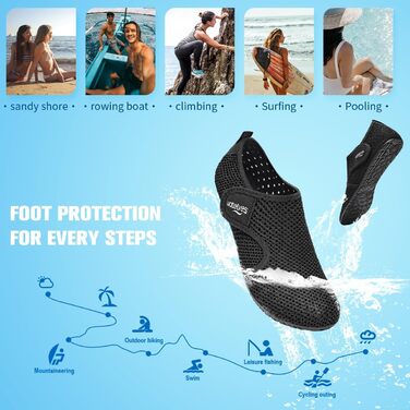 Шкарпетки для плавання та водних видів спорту WateLves: дихаючі, швидковисихаючі, унісекс (36/37 EU, сітка, чорний)