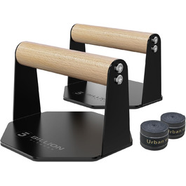 5BILLION Ручки для віджимань Push Up Bars - тренажер для дому, підтримка м'язів спини та рук, піна (чорний), сталь + дерево