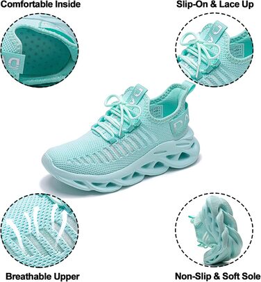 Кросівки для бігу DANNTO - чоловічі та жіночі кросівки, спортивне взуття для фітнесу, занять на вулиці, повсякденного носіння. Легкі, дихаючі, з антиковзкою підошвою. Розмір 44 EU, кольори: чорний, білий, блакитний.