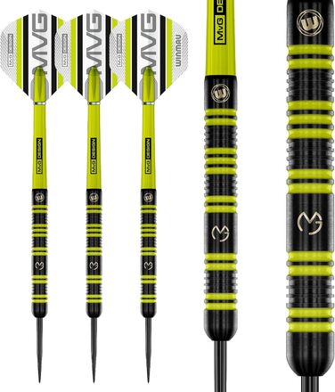 Дротики WINMAU MvG 85% Pro-Series 23 г, професійний набір з оперенням і хвостовиками