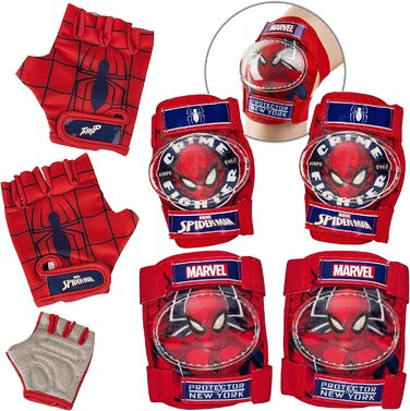 Дитячий захисний комплект Spiderman: наколінники, налокітники, велосипедні рукавички, 6 предметів, для дітей 4-12 років