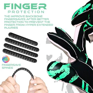 Воротарські рукавички WESTWOOD FOX Fingersave для дітей та підлітків, розмір 6, DumboLatex 4+3 мм, чорно-ціанові