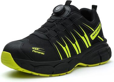 Черевики робочі чоловічі легкі, захисні черевики зі сталевим підноском, жіночі, дихаючі, зручні, широка колодка, гумова підошва, зелені, 43.5 EU