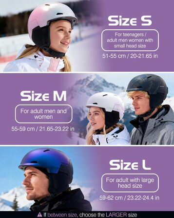 Шолом гірськолижний/сноуборд Ololand, унісекс, для дорослих та підлітків, регульований розмір, вентиляція, колір градієнт фіолетовий (S 51-55 см)