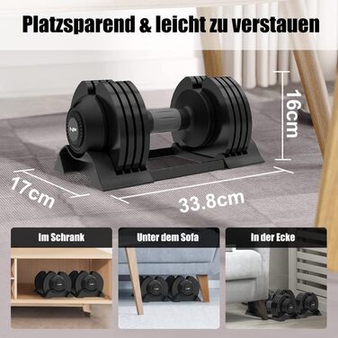 Регульовані гантелі Newpower Fitness 20 кг, 5 рівнів ваги, компактні для тренувань вдома, для чоловіків та жінок