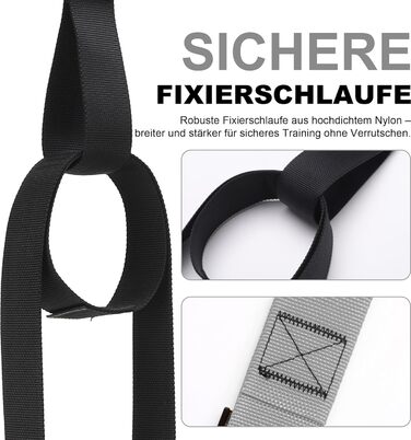 Слінг-тренажер для дому: повний комплект для тренувань всього тіла з дверним анкером, регульованими ременями, ручками та сумкою – фітнес-обладнання для дому (сірий)