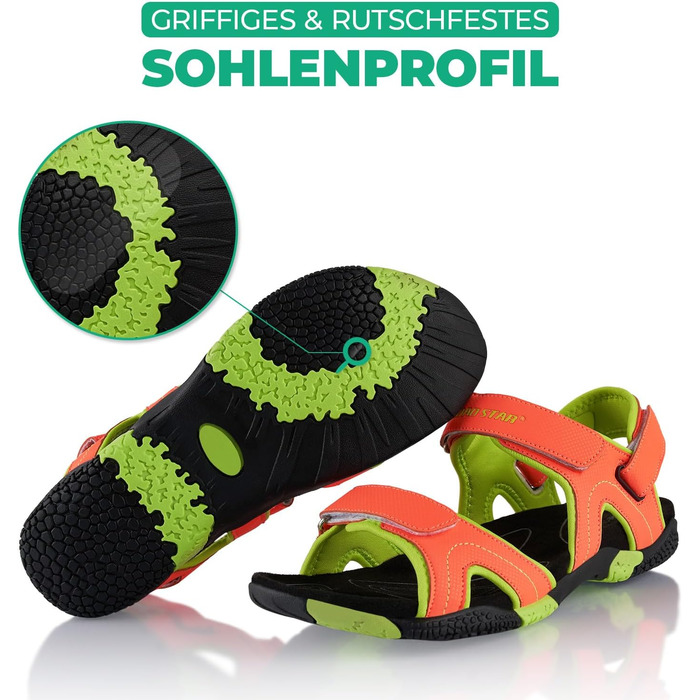 Трекінгові сандалії Fusskleidung для жінок та чоловіків, літні гірські взуття з міцною протекторною підошвою, помаранчево-зелені, розмір 41 EU