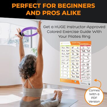 Кільце для пілатесу MANTRA SPORTS: тренажер для м'язів тазу та стегон, фітнес-кільце для дому, тренажер для ніг, стегон та сідниць, для жінок та чоловіків, кольори: бірюзовий та фіолетовий (для зросту 150-175 см)