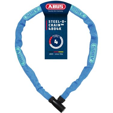 Ланцюговий замок для велосипеда ABUS Steel-O-Chain 4804K зі спеціальної сталі, рівень безпеки 4, синій, 75 см