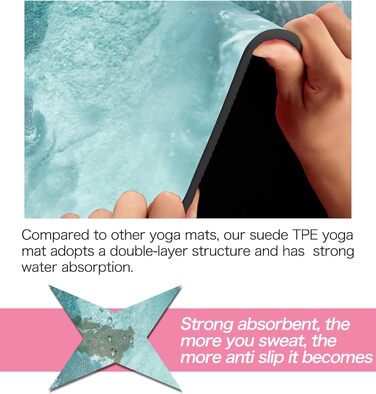 Килимок для йоги LaiEr, неслизький, екологічний, з ручкою для перенесення, товщина 6 мм, 183 x 61 см, для йоги, пілатесу та фітнесу (Water)