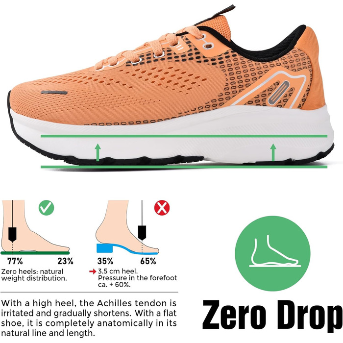 Чоловічі кросівки JACKSHIBO з широкою передньою частиною: для бігу, ходьби, тенісу. Подушка, товста підошва, без перепаду висоти. Розмір 41 EU, колір Оранжевий, візерунок Chevron Sunset.