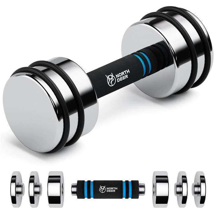Сталеві гантелі Northdeer - компактні регульовані гантелі 2.5кг, 5кг, 7.5кг, 10кг, 15кг, 25кг з пінополіуретановим грифом - для дому, 2 шт x 2.5кг
