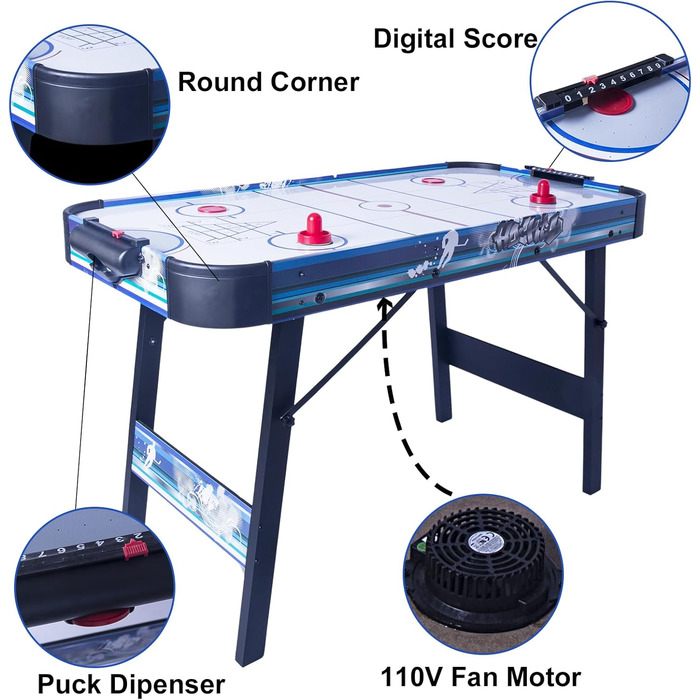 Ігровий стіл HLC 3 в 1: Аір-хокей, шафлборд, кёрлінг, боулінг – 130 см