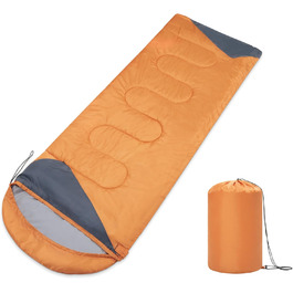 Спальний мішок Paco Home для дорослих та дітей: теплий, дихаючий, для кемпінгу та відпочинку на природі, 220x70x6 см, оранжевий