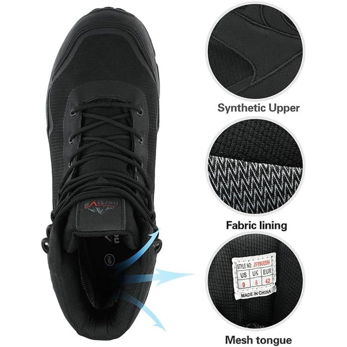 Чоловічі трекінгові черевики NORTIV 8, водонепроникні, чорні (44 EU)