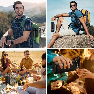 Термос-бутилка Fjbottle з нержавіючої сталі зі соломинкою, 950/1200 мл, 2 кришки, BPA-free, герметична спортивна пляшка для води, для газованих напоїв, школи, фітнесу, велосипеда