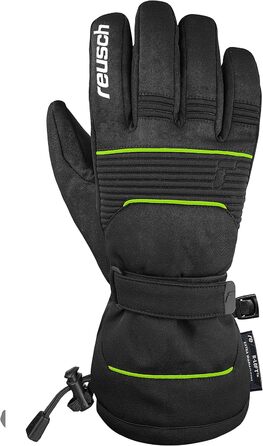 Reusch Унісекс зимові лижні рукавички Crosby R-tex XT, водонепроникна мембрана, теплі спортивні рукавички для сноуборду і катання, чорні/неоново-зелені, розмір 8