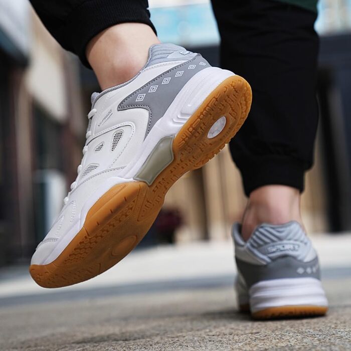 Чоловічі/Жіночі гандбольні кросівки: дихаючі, з антиковзаючою підошвою, легкі, для змагань та тренувань, білі, червоні (білі, сірі, 44 EU)