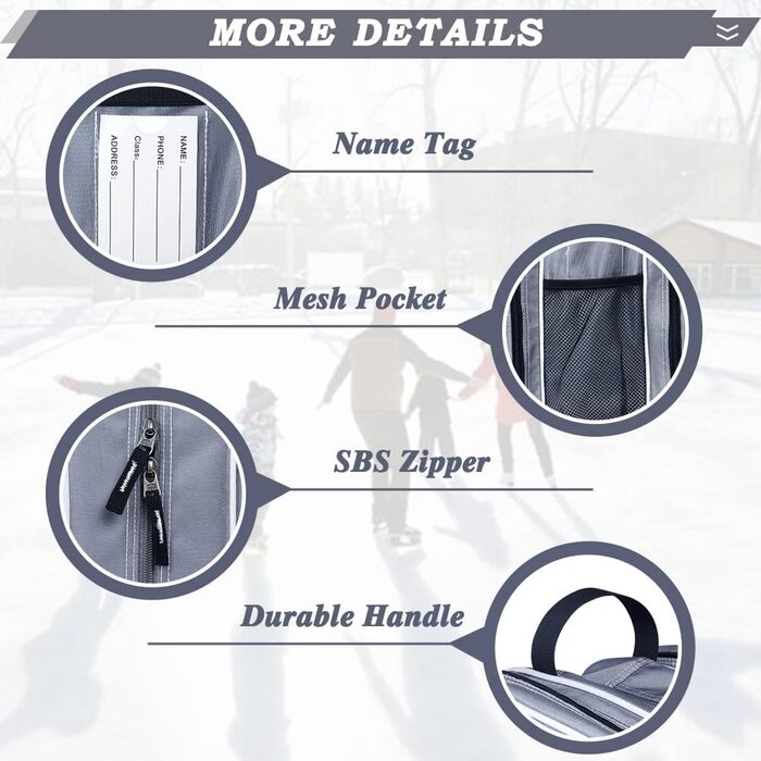 Сумка для роликів та ковзанів для дітей та дорослих (28-45 EU), сіра - L