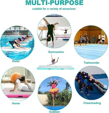 FBSPORT Airtrack Matte - килимок для гімнастики та йоги, 300x100x20 см, світло-зелений