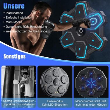 Музична боксерська машина SEMAI з Bluetooth, LED-дисплеєм та 9 режимами швидкості, електронний тренажер для боксу вдома, обладнання для фітнесу