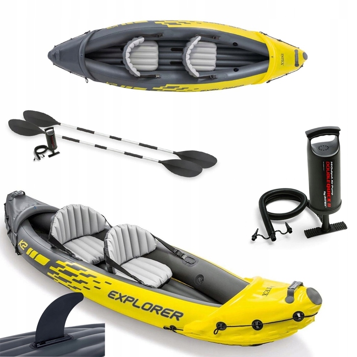 Надувний двомісний каяк Intex Explorer з веслами та насосом