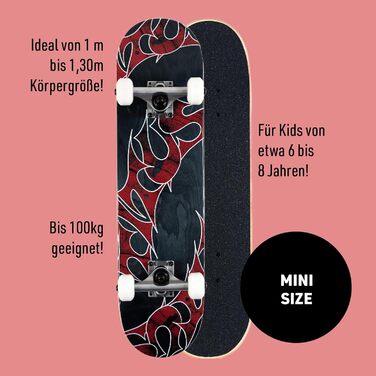 Скейтборд TITUS Mini для дітей 6-8 років, чорний, 7.5 дюйми