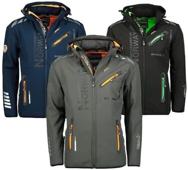Чоловіча водонепроникна куртка-софтшелл Geographical Norway Royaute з капюшоном, тактичний віндбрейкер для гірських походів та лиж, червоно-чорна, 3XL