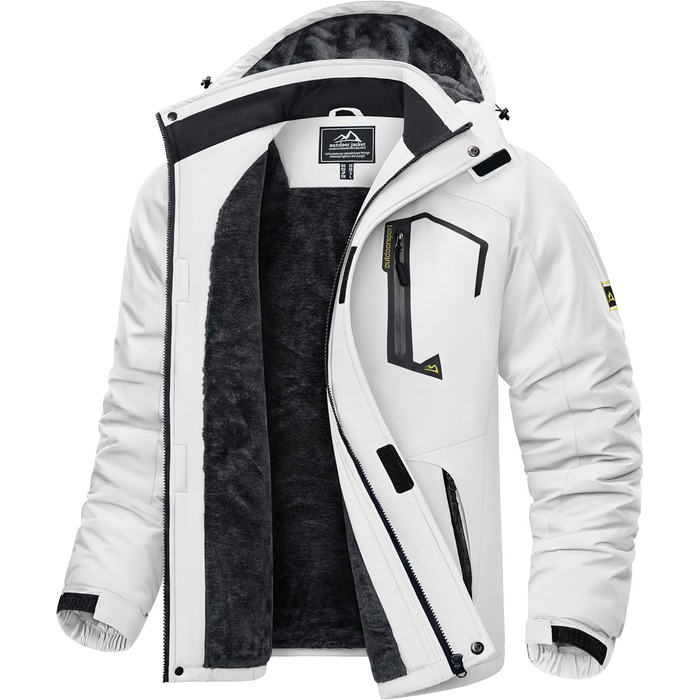 Чоловіча куртка KEFITEVD для сноуборду та активного відпочинку, тепла, водонепроникна, з капюшоном, біла, XL